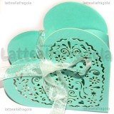 Scatola Cuore Filigranato in cartone azzurro 9.5x8.9cm