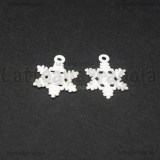 Ciondolo Fiocco di Neve in metallo smaltato Bianco 18x14mm