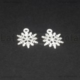 Ciondolo Fiocco di Neve in metallo smaltato Bianco 20x16mm