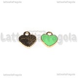 Charm Cuore in metallo smaltato dorato Tiffany 12x10mm