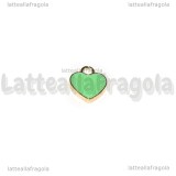Charm Cuore in metallo smaltato dorato Tiffany 12x10mm