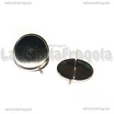 Coppia Orecchini a perno in Acciaio Inox con asola e base 16mm