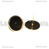 Coppia Orecchini a perno in Acciaio Inox Doratp con base 16mm