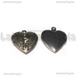 Ciondolo Cuore Apribile Filigranato in Acciaio Inox 22x19mm