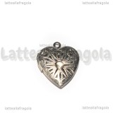 Ciondolo Cuore Apribile Filigranato in Acciaio Inox 22x19mm
