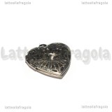Ciondolo Cuore Apribile Filigranato in Acciaio Inox 22x19mm