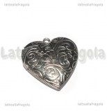 Ciondolo Cuore Apribile in Acciaio Inox decorato 29x28.5mm