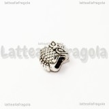 Gufo foro largo in metallo argento antico 10x8mm