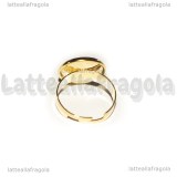 Base anello in Acciaio Inox Dorato regolabile con base tonda 14mm