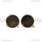Coppia Orecchini a perno in Acciaio Inox Doratp con asola e base 16mm 