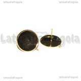 Coppia Orecchini a perno in Acciaio Inox Doratp con asola e base 16mm
