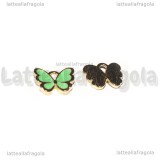 Charm Farfalla in metallo dorato smaltato Tiffany 13x11mm