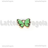Charm Farfalla in metallo dorato smaltato Tiffany 13x11mm