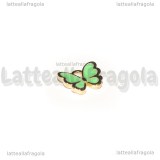 Charm Farfalla in metallo dorato smaltato Tiffany 13x11mm