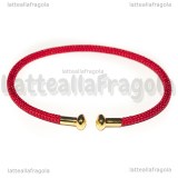 Base Bracciale Rigido in Acciaio Inox Dorato e Poliestere Rosso