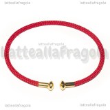 Base Bracciale Rigido in Acciaio Inox Dorato e Poliestere Rosso