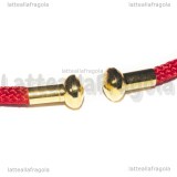 Base Bracciale Rigido in Acciaio Inox Dorato e Poliestere Rosso