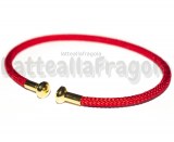 Base Bracciale Rigido in Acciaio Inox Dorato e Poliestere Rosso