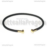 Base Bracciale Rigido in Acciaio Inox Dorato e Poliestere Nero