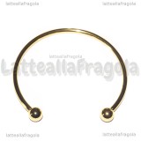 Base Bracciale Rigido tipo Pandora in Acciaio Inox Dorato sfere svitabili 60mm