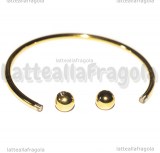 Base Bracciale Rigido tipo Pandora in Acciaio Inox Dorato sfere svitabili 60mm
