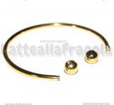 Base Bracciale Rigido tipo Pandora in Acciaio Inox Dorato sfere svitabili 60mm
