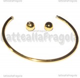 Base Bracciale Rigido tipo Pandora in Acciaio Inox Dorato sfere svitabili 60mm