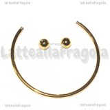 Base Bracciale Rigido tipo Pandora in Acciaio Inox Dorato sfere svitabili 60mm