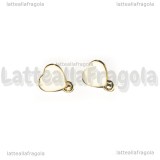 Orecchini a perno Cuori Bianchi in metallo dorato smaltato 12x10mm