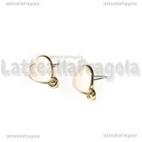 Orecchini a perno Cuori Bianchi in metallo dorato smaltato 12x10mm