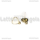 Orecchini a perno Cuori Bianchi in metallo dorato smaltato 12x10mm