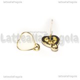 Orecchini a perno Cuori Bianchi in metallo dorato smaltato 12x10mm