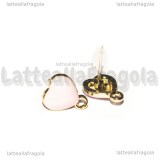 Orecchini a perno Cuori Rosa in metallo dorato smaltato 12x10mm