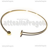 Base Bracciale Rigido in Acciaio Inox Dorato sfera svitabile 60mm