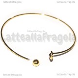 Base Bracciale Rigido in Acciaio Inox Dorato sfera svitabile 60mm