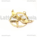 Ciondolo Ghiandaia in metallo gold plated 34x28mm