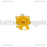 Ciondolo Gatto in metallo dorato smaltato 24x18mm
