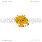 Ciondolo Gatto in metallo dorato smaltato 24x18mm