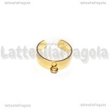 Base Anello regolabile in Acciaio Inox Dorato fascia con anellino per charms