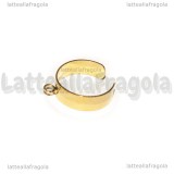 Base Anello regolabile in Acciaio Inox Dorato fascia con anellino per charms