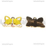 Ciondolo Cane Corgi in metallo smaltato dorato 24x19mm