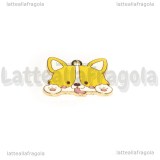 Ciondolo Cane Corgi in metallo smaltato dorato 24x19mm