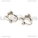 Coppia Orecchini a vite in ottone Silver Plated con anellino 17x14mm