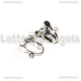 Coppia Orecchini a vite in ottone Silver Plated con anellino 17x14mm