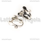 Coppia Orecchini a vite in ottone Silver Plated con anellino 17x14mm