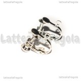 Coppia Orecchini a vite in ottone Silver Plated con anellino 17x14mm