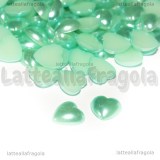 50 Cabochon a cuore falsa perla azzurra 9mm