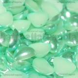 50 Cabochon a cuore falsa perla azzurra 9mm