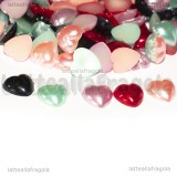 50 Cabochon Cuore falsa perla colori misti 9mm
