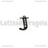 Ciondolo Lettera J in Acciaio Inox con alloggiamenti per strass 16x10mm
